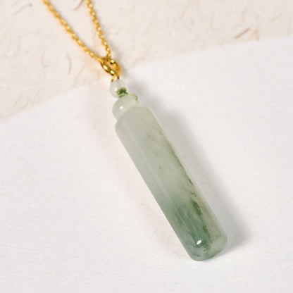 Buddha Stones Cylinder Pattern Jade Luck Necklace Pendant