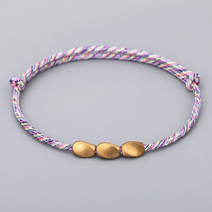 Buddha Stones Multiple Colors String Golden Copper Beads Balance Bracelet