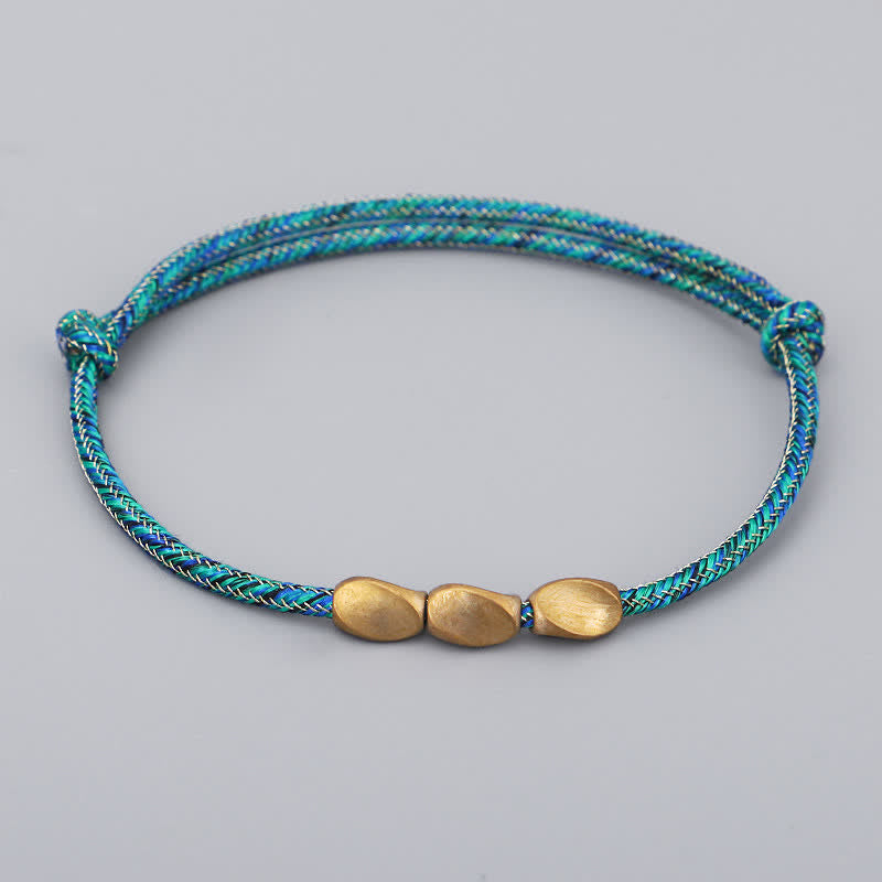 Buddha Stones Multiple Colors String Golden Copper Beads Balance Bracelet