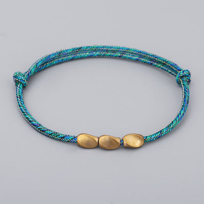 Buddha Stones Multiple Colors String Golden Copper Beads Balance Bracelet