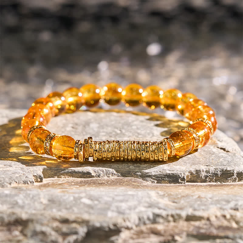 Buddha Stones Natural Clear Quartz Citrine Money for the Journey Protection Bracelet