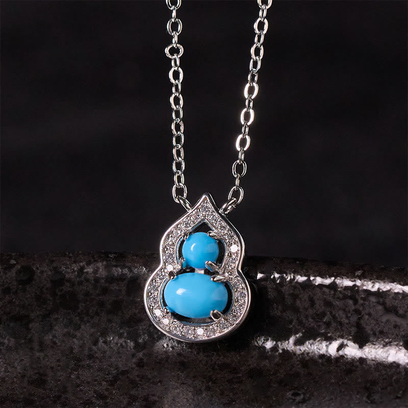 Buddha Stones Natural Turquoise Gourd Wisdom Necklace