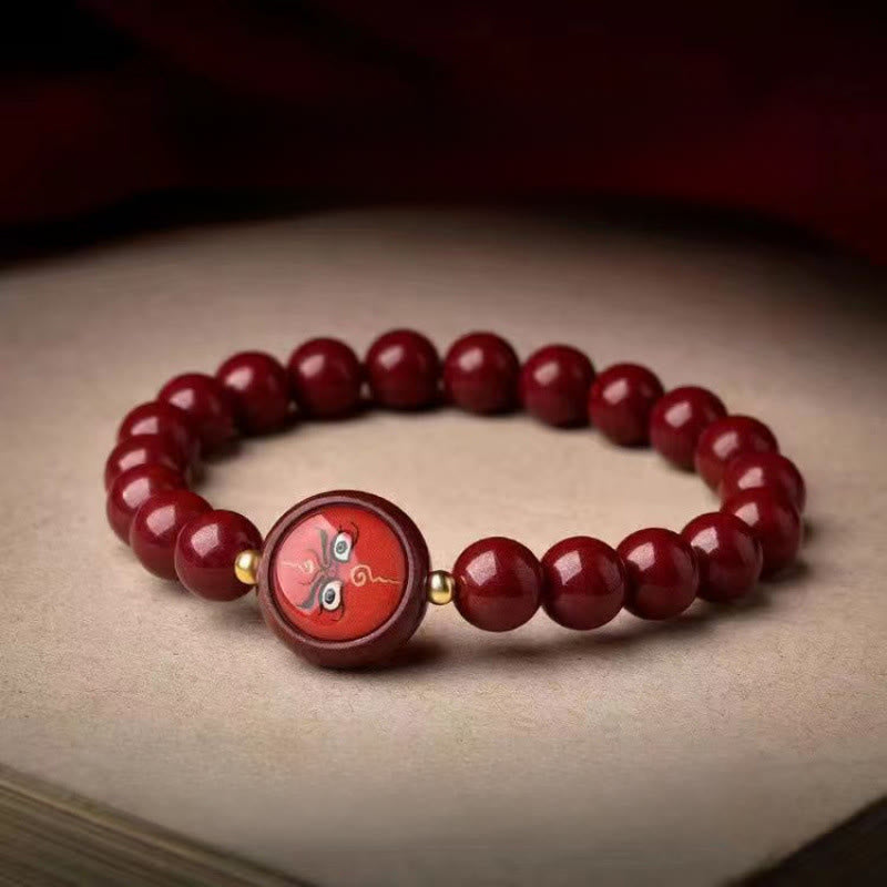 Buddha Stones Natural Cinnabar Five Directions Gods of Wealth Blessing Bracelet