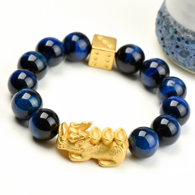 Buddha Stones Natural Tiger Eye Pixiu Fu Character Om Mani Padme Hum Bead Courage Bracelet