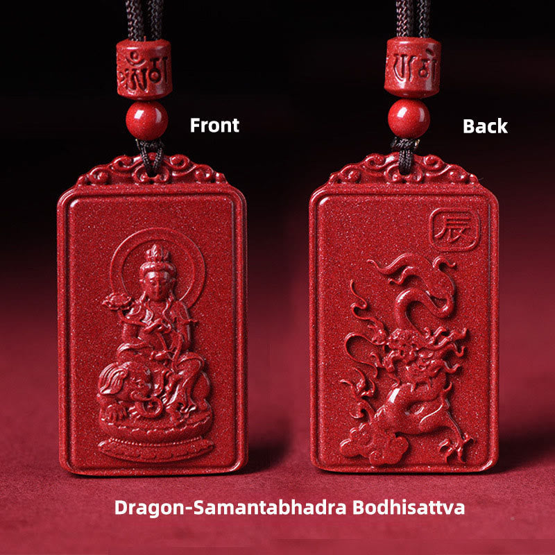 Buddha Stones the Chinese Zodiac Natal Buddha Cinnabar Blessing Necklace Pendant