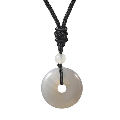 Buddha Stones Natural Rhodonite Gray Agate Peace Buckle Fortune Necklace