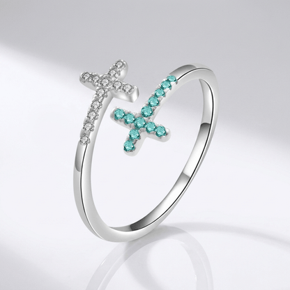 Tiffany Blue Cross With Zircon Stones - (adjustable)