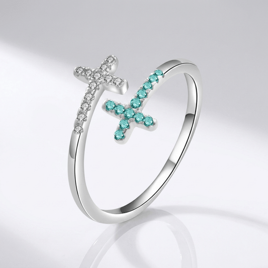 Tiffany Blue Cross With Zircon Stones - (adjustable)
