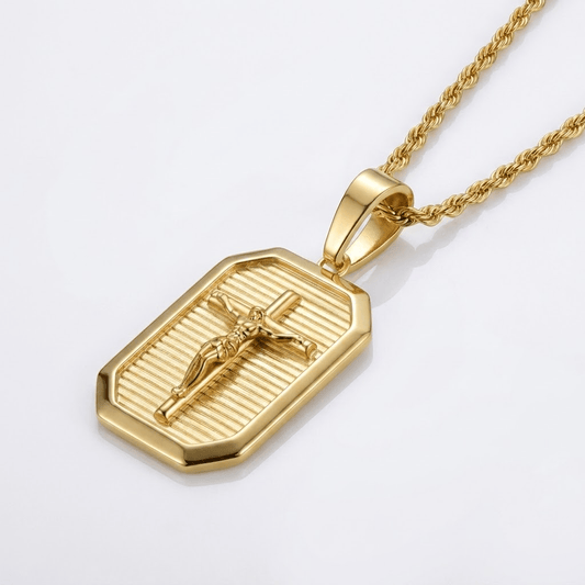 Cross & Jesus Gold Necklace