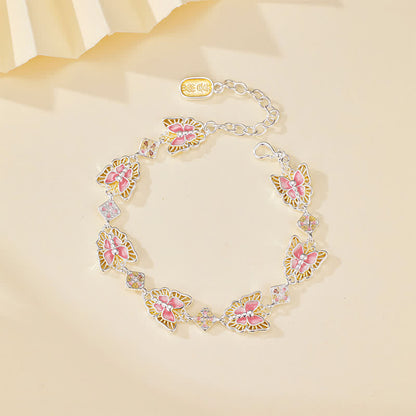 Buddha Stones Copper Butterfly Enamel Freedom Bracelet