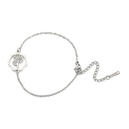 Buddha Stones Titanium Steel Birth Flower New Beginning Bracelet