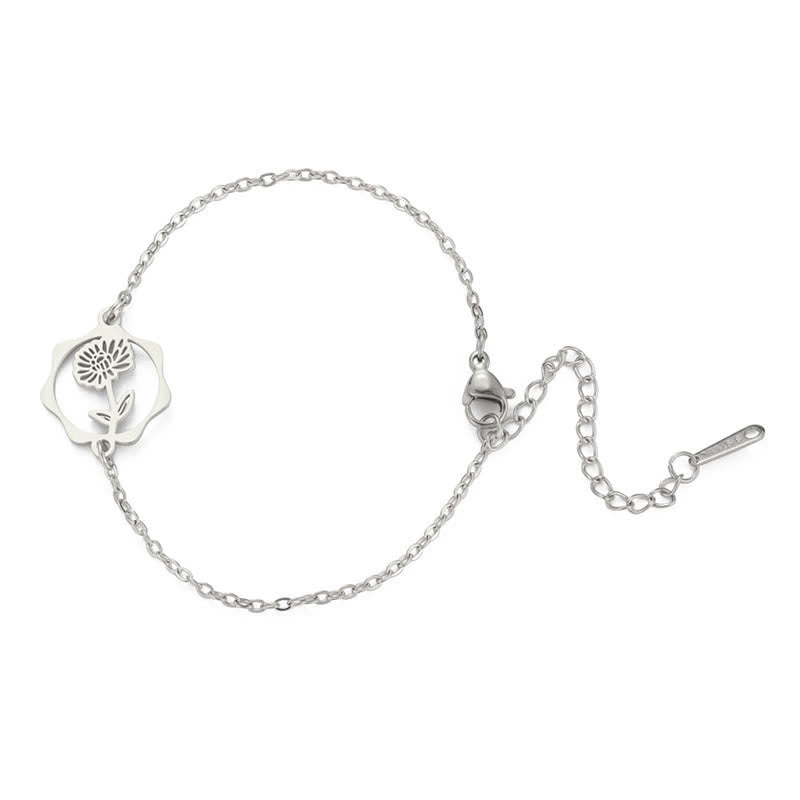 Buddha Stones Titanium Steel Birth Flower New Beginning Bracelet