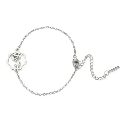 Buddha Stones Titanium Steel Birth Flower New Beginning Bracelet