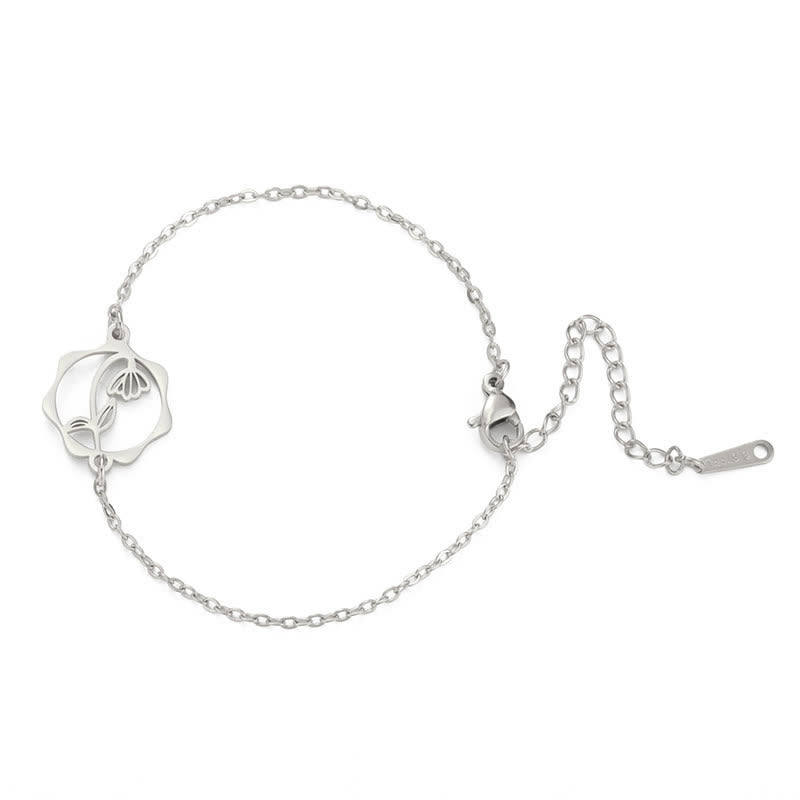 Buddha Stones Titanium Steel Birth Flower New Beginning Bracelet