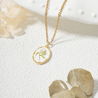 Buddha Stones Titanium Steel Birth Flower Strengthen Pendant Necklace