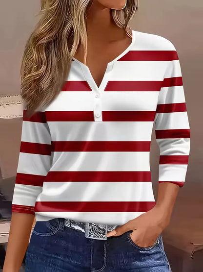 Eirah - Essential V-neck Striped Print Blouse