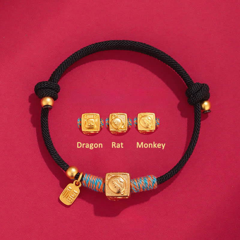 Buddha Stones Handmade Red String Chinese Zodiac Luck Fu Charm Bracelet