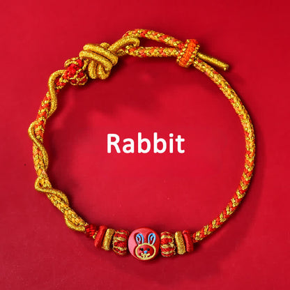 Buddha Stones Cinnabar Chinese Zodiac Blessing Hand-woven Red String Bracelet
