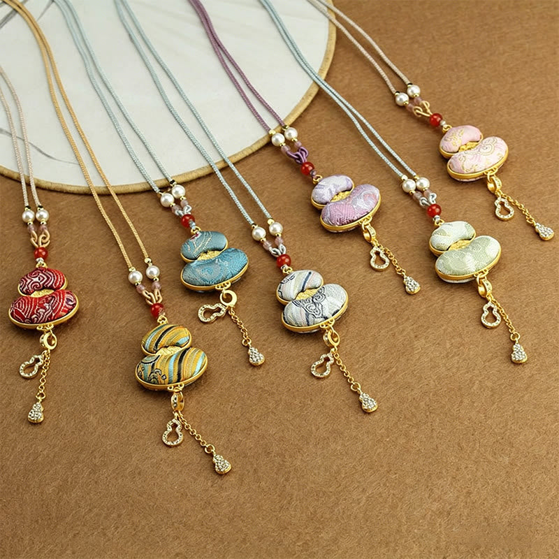 Buddha Stones Song Brocade Gourd Necklace