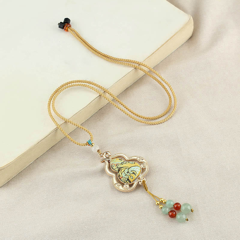 Buddha Stones Song Brocade Gourd Health Necklace