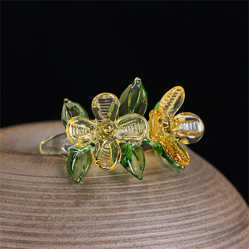 Buddha Stones Liuli Osmanthus Flower Wisdom Ring