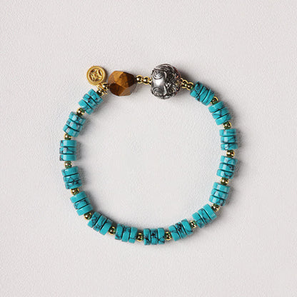 Buddha Stones Turquoise Communication Handcrafted New Chinese Disc Bead Bracelet