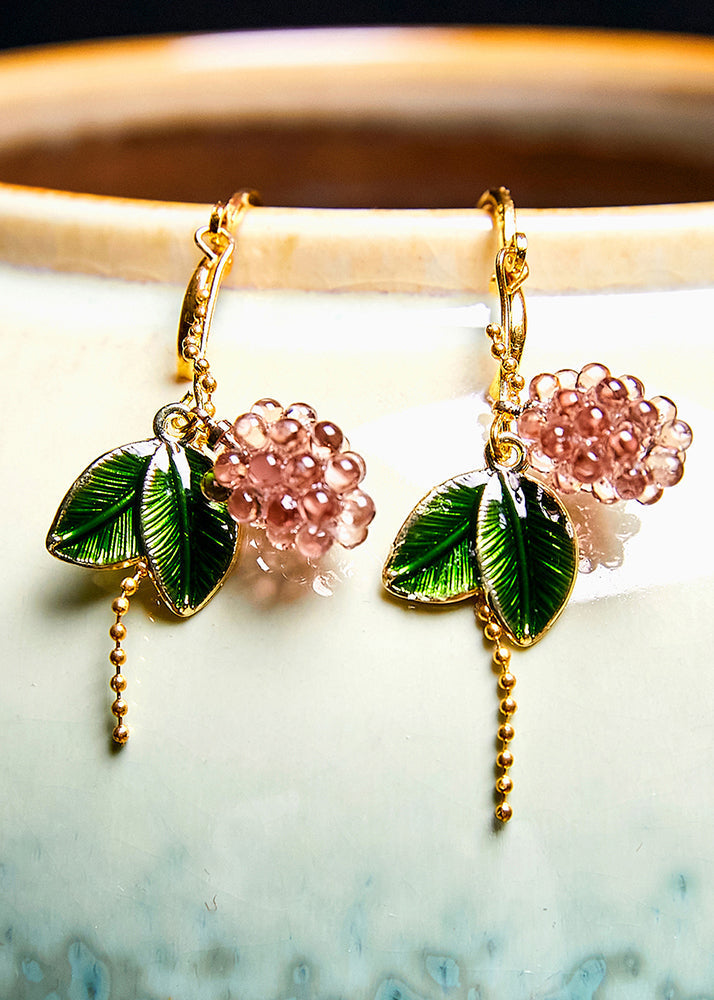 Grapes and Leaves Tassels Drop Earrings