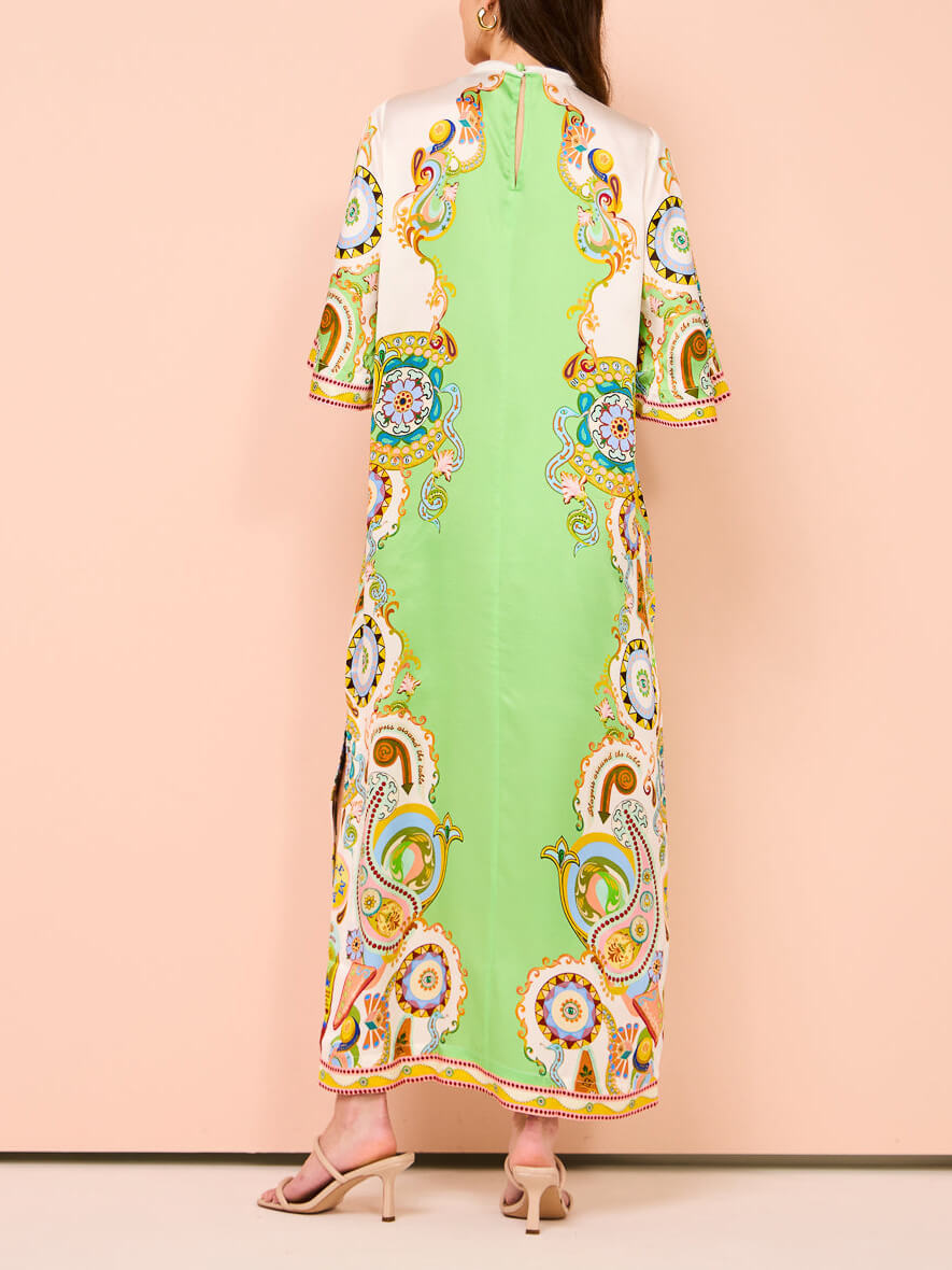 Unique Cashew Print Loose Midi Dress