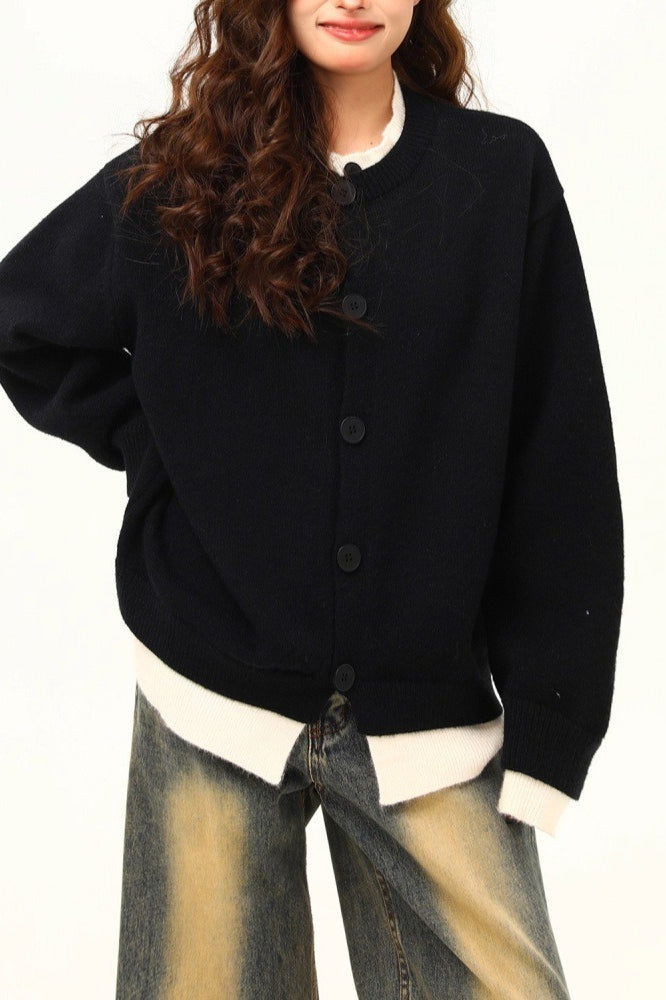 American Retro Fake Two-piece Cardigan