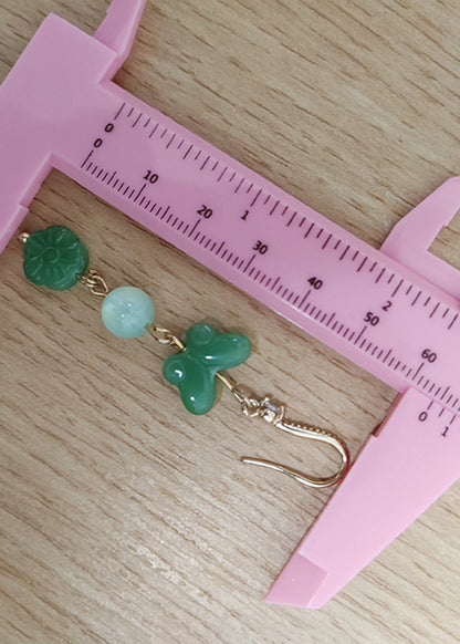 Butterfly Jade Zircon Drop Earrings