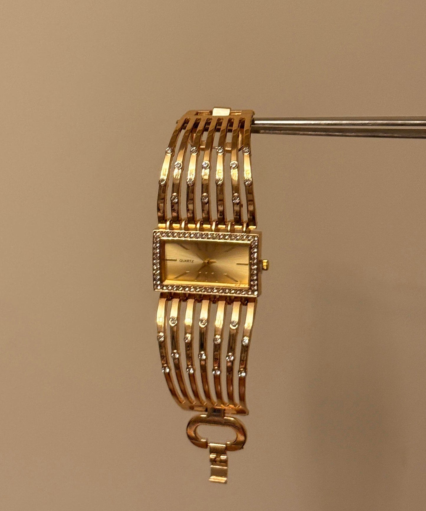 Classy Gold Metal Alloy Rectangle Hollow Out Watches