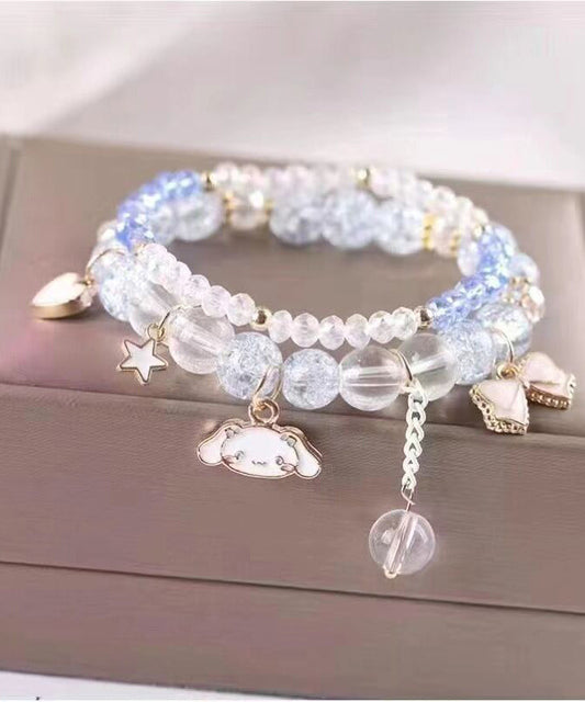 Blue Crystal Little Dog Tassel Charm Bracelet