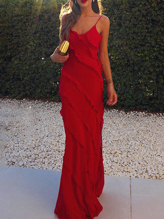 Ruffle Slit Maxi Dress