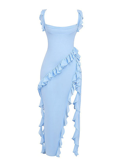 Ruffle Slit Maxi Dress