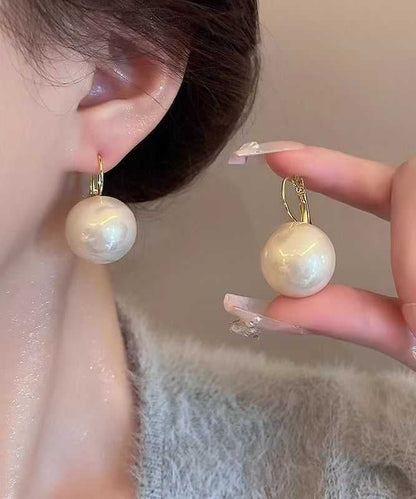 Stylish Gold Copper Alloy Pearl Drop Earrings