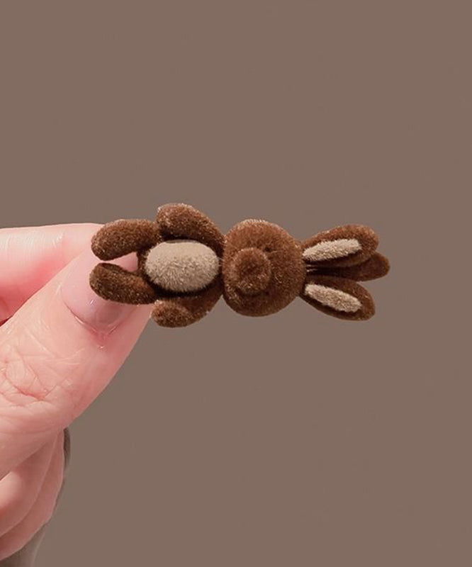 Brown Alloy Flocking Little Rabbit Hairpin