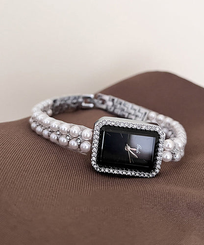 Fine Silk Stainless Steel Alloy Pearl Zircon Waterproof Watches