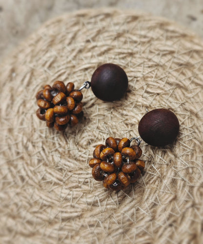 Brown Sterling Silver Pinecone Drop Earrings