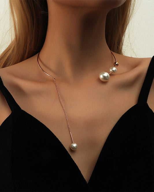 Faux Pearl Clavicle Necklace