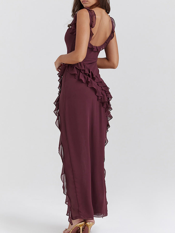 Ruffle Slit Maxi Dress