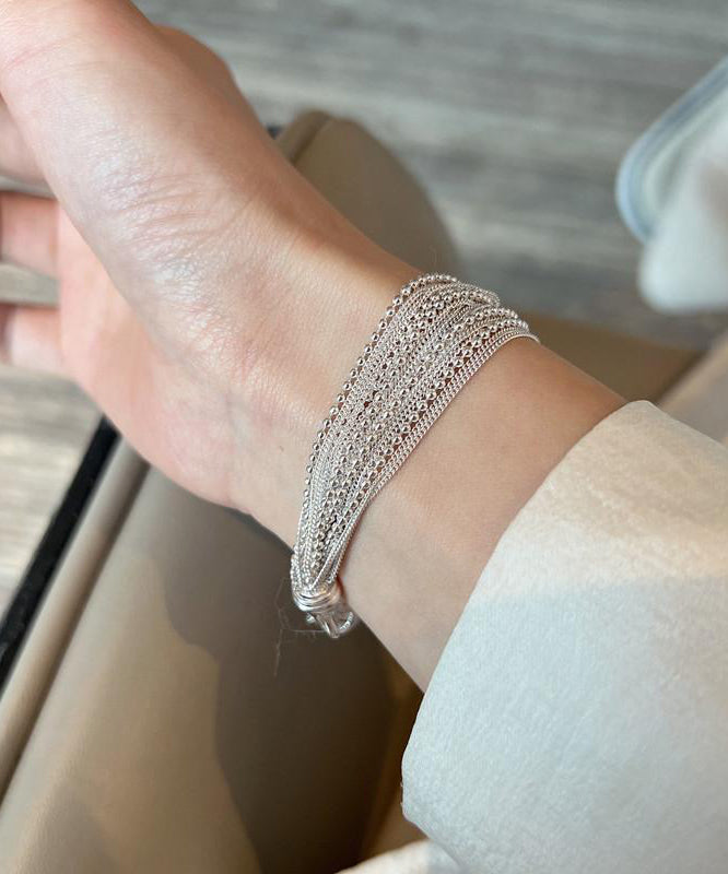 Stylish Silk Sterling Silver Chain Chain Bracelet Two-piece Set