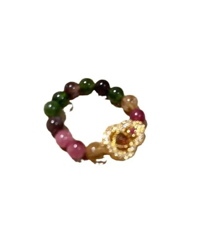 Art Rainbow Sterling Silver Overgild Calabash Beading Rings