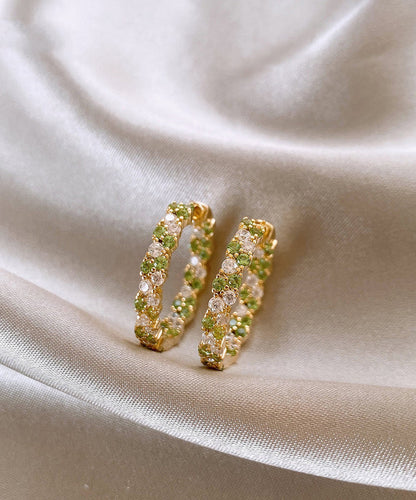 Fine Green Copper Overgild Zircon Hoop Earrings
