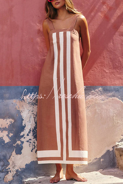 Striped Print Resort Style Sling Maxi Dress