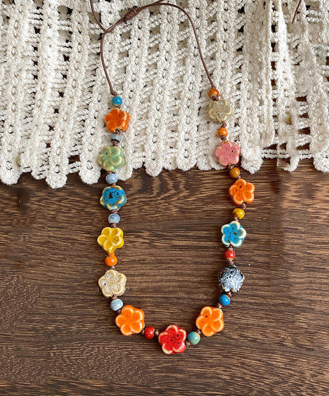 New Rainbow Weave Ceramics Gratuated Bead Necklace