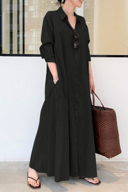Long Sleeve Simple Loose Long Dress