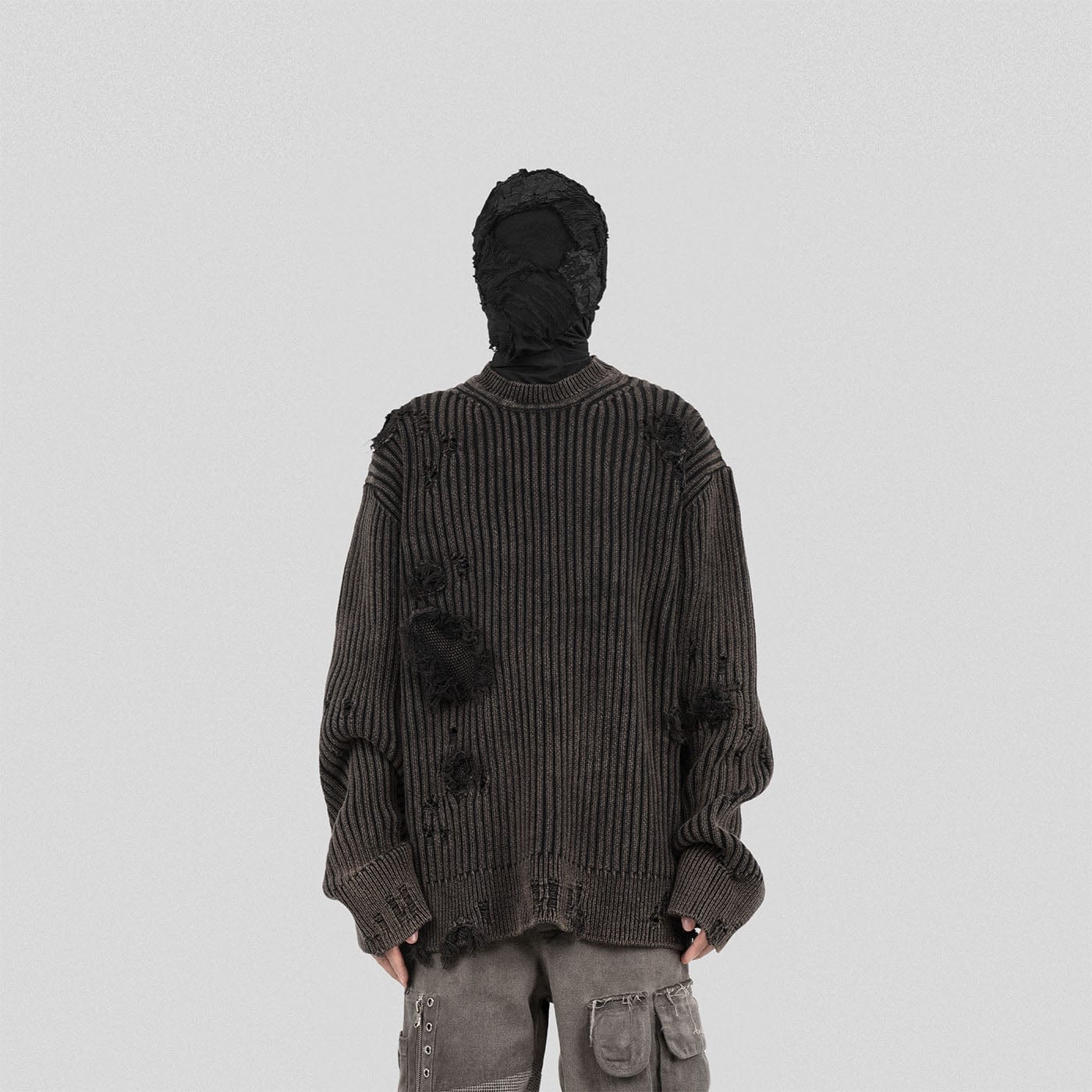 Distressed Ribbed Sweater