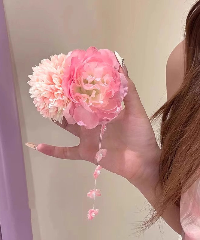 New Pink Alloy Peony Tassel Hairpin