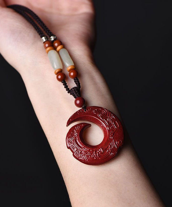 Red Jade Cinnabar Pendant Necklace