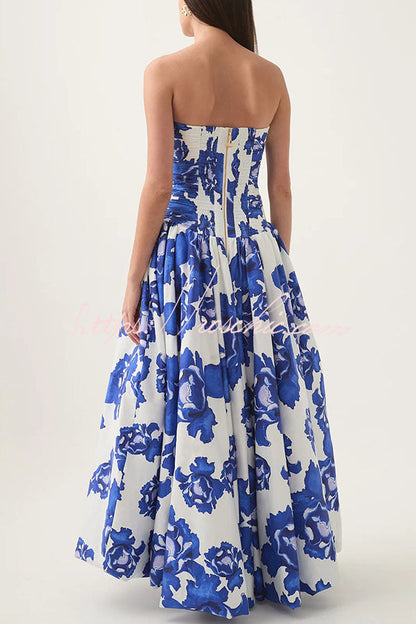 Perfect Moment Off Shoulder Ruched Bodice Drape Bubble Hem Maxi Dress